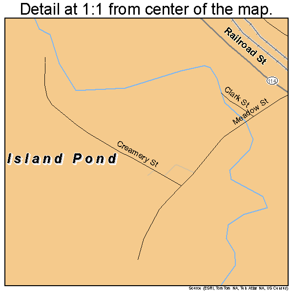 Island Pond, Vermont road map detail
