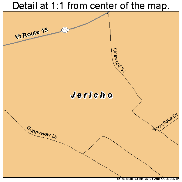 Jericho, Vermont road map detail