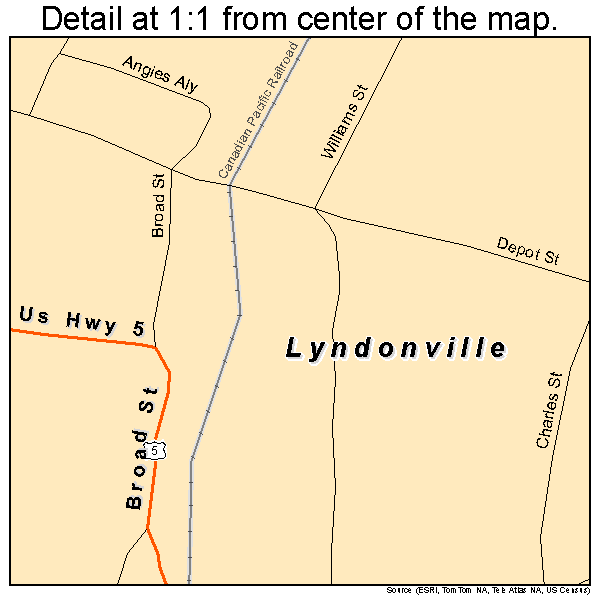 Lyndonville, Vermont road map detail