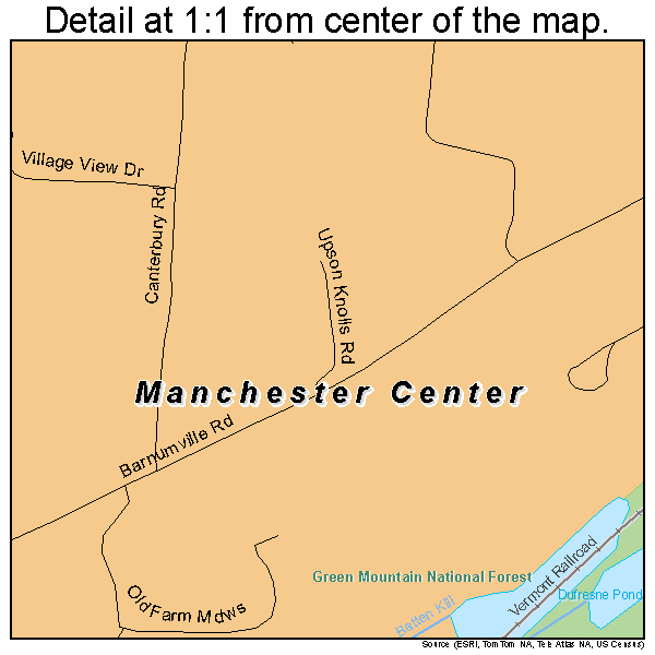 Manchester Center, Vermont road map detail