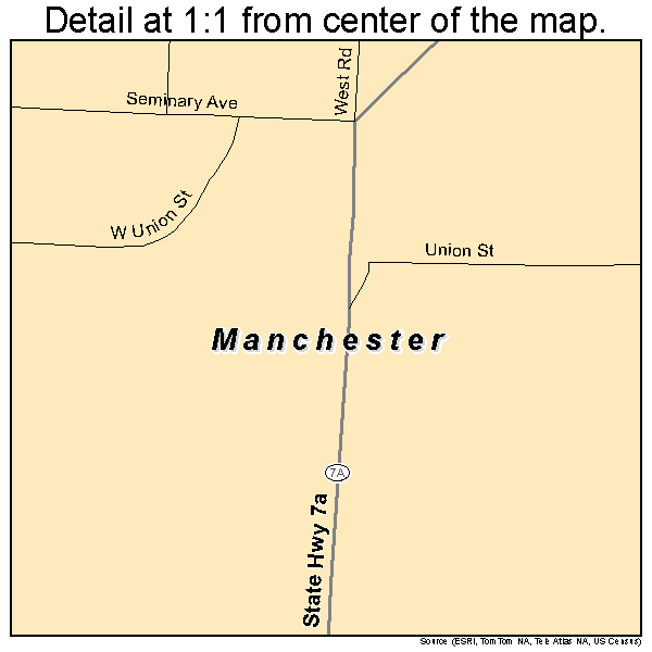 Manchester, Vermont road map detail