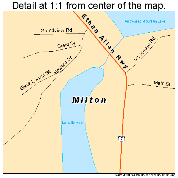 Milton, Vermont road map detail