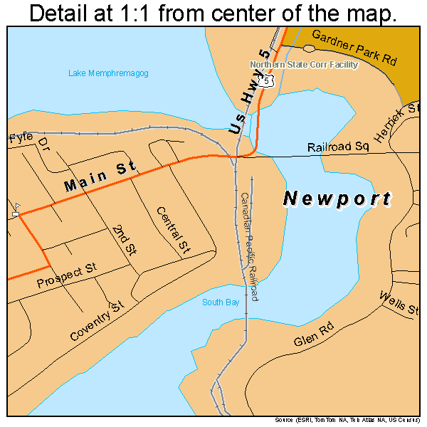Newport, Vermont road map detail