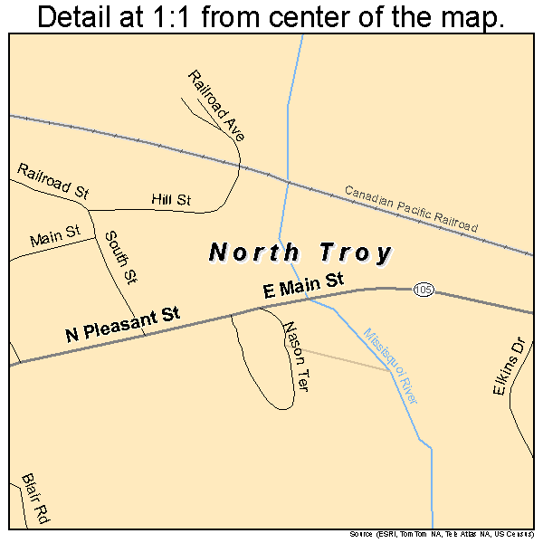 North Troy, Vermont road map detail