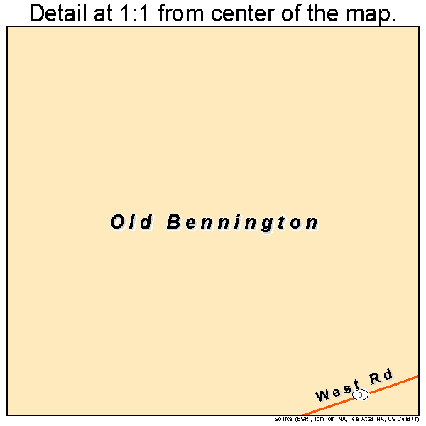 Old Bennington, Vermont road map detail