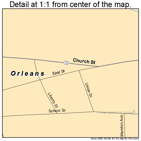 Orleans, Vermont road map detail