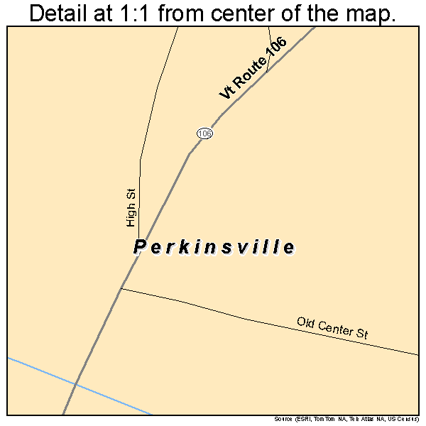 Perkinsville, Vermont road map detail