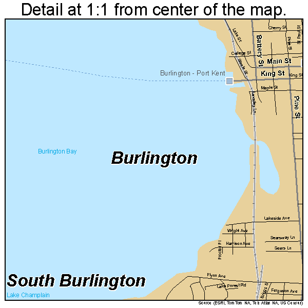South Burlington, Vermont road map detail
