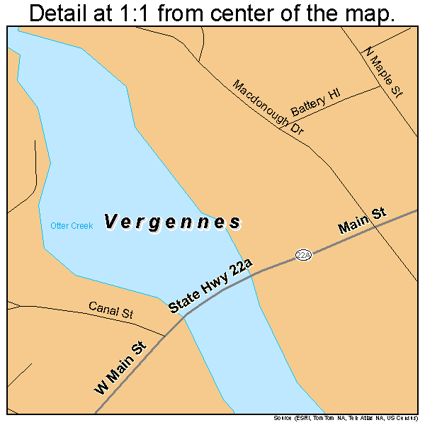 Vergennes, Vermont road map detail