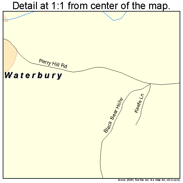 Waterbury, Vermont road map detail