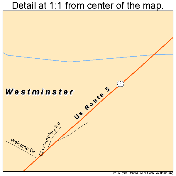 Westminster, Vermont road map detail