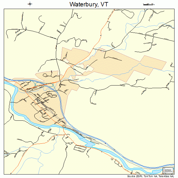 Waterbury, VT street map