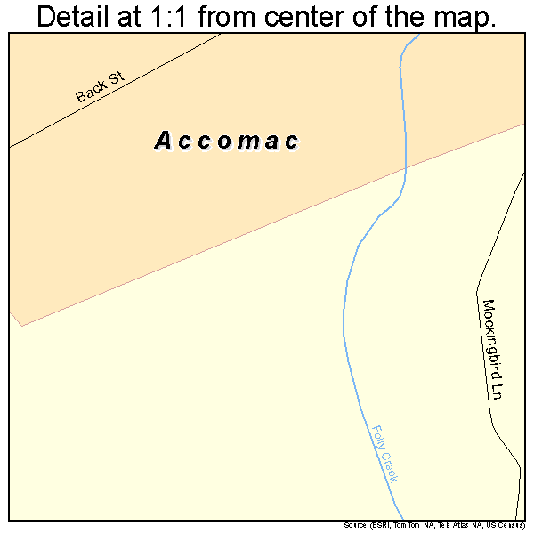 Accomac, Virginia road map detail