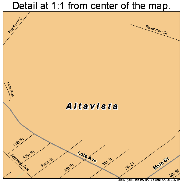 Altavista, Virginia road map detail