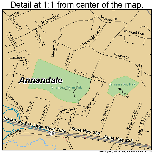Annandale, Virginia road map detail