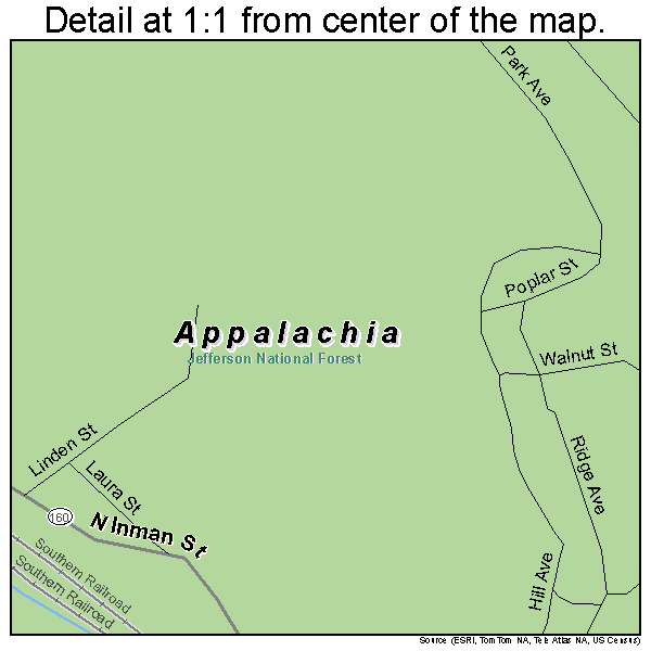 Appalachia, Virginia road map detail