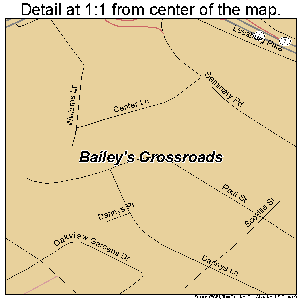 Bailey's Crossroads, Virginia road map detail