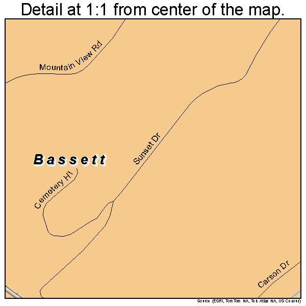Bassett, Virginia road map detail