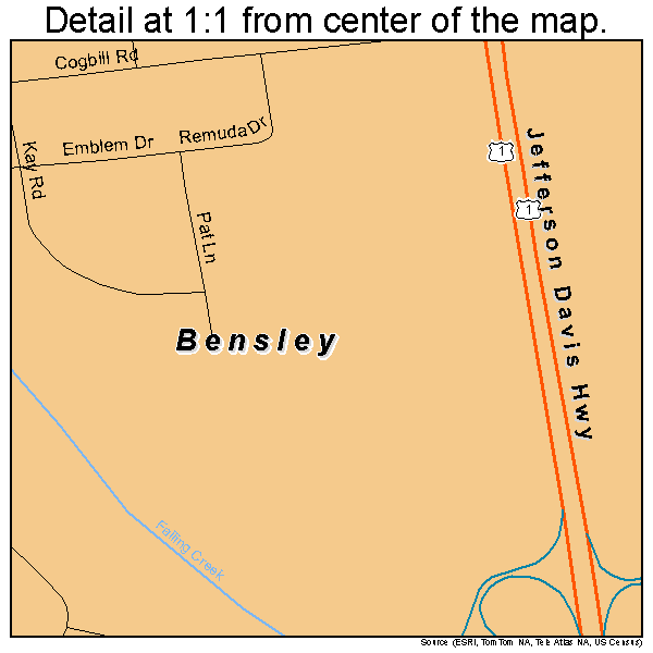 Bensley, Virginia road map detail