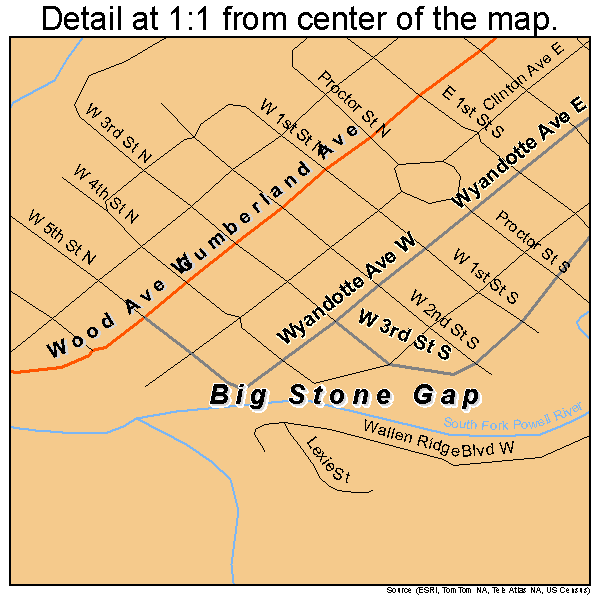 Big Stone Gap, Virginia road map detail