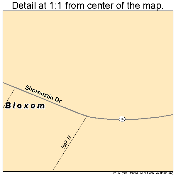 Bloxom, Virginia road map detail