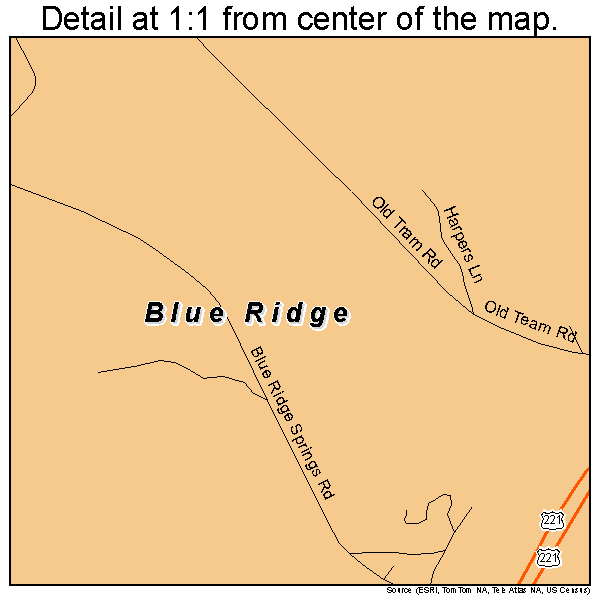 Blue Ridge, Virginia road map detail