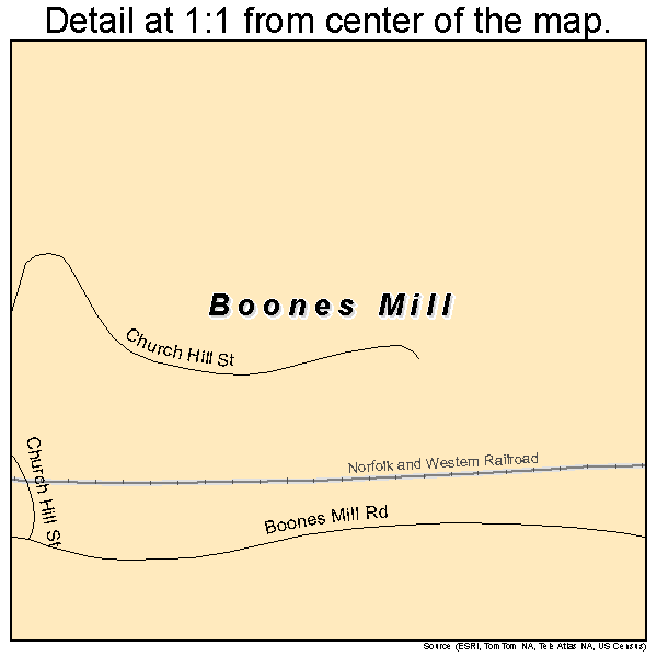 Boones Mill, Virginia road map detail