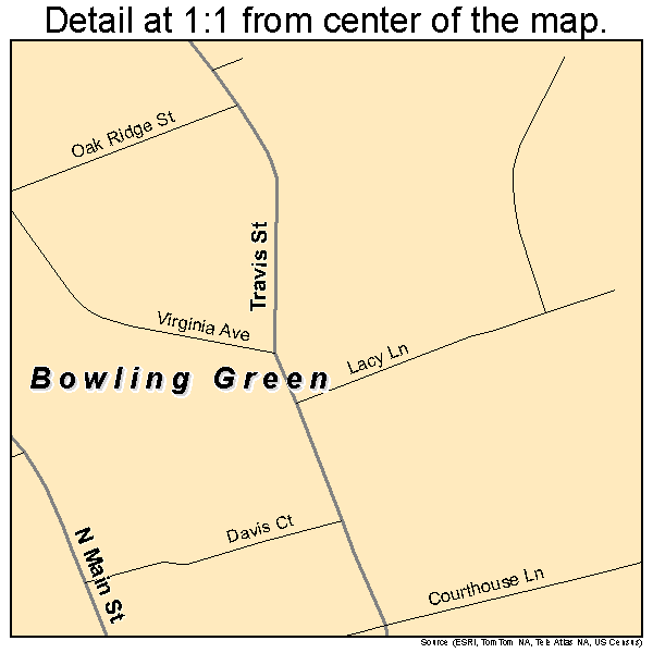 Bowling Green, Virginia road map detail