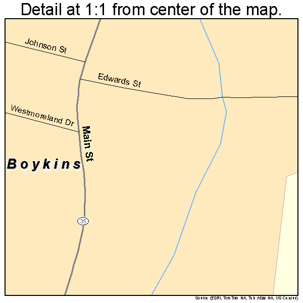 Boykins, Virginia road map detail