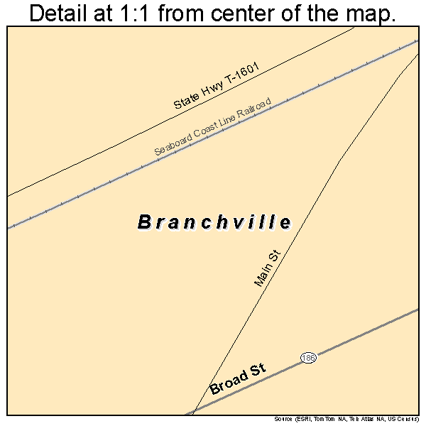 Branchville, Virginia road map detail
