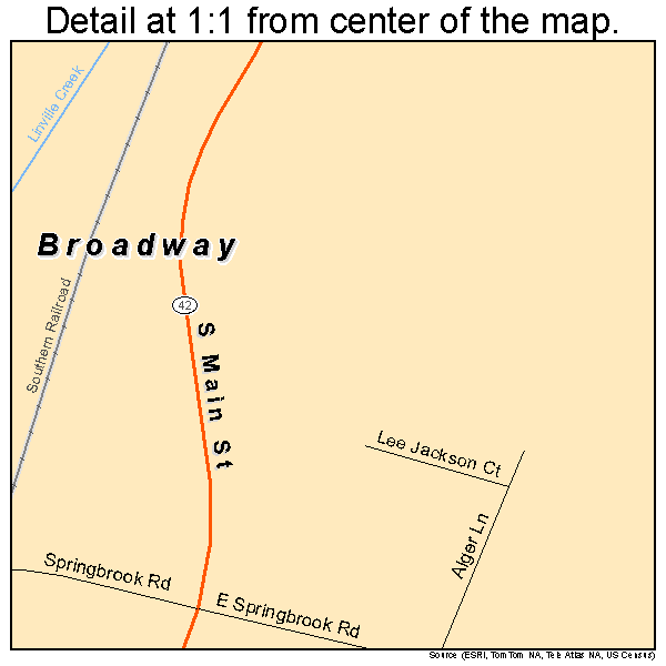 Broadway, Virginia road map detail