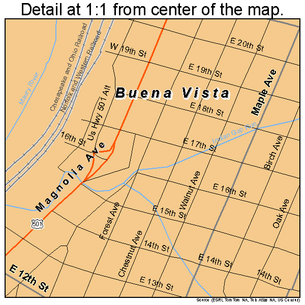 Buena Vista, Virginia road map detail