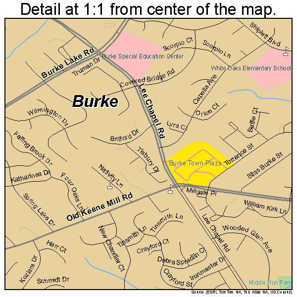 Burke, Virginia road map detail
