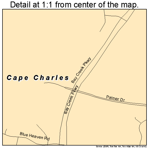 Cape Charles, Virginia road map detail