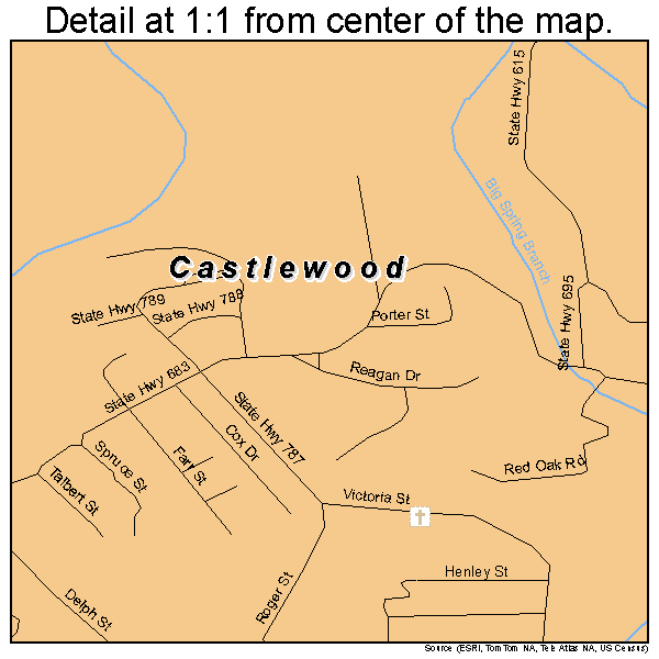 Castlewood, Virginia road map detail