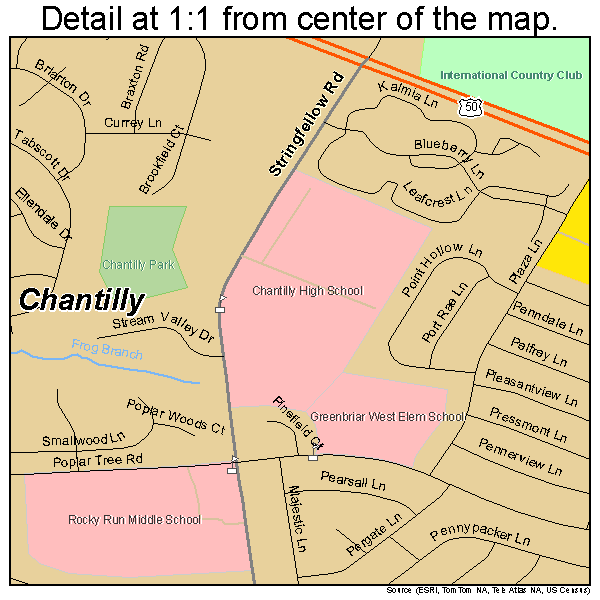 Chantilly, Virginia road map detail