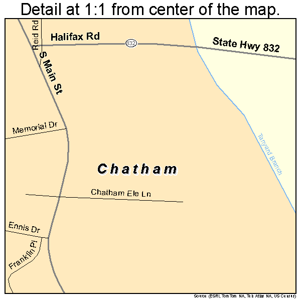 Chatham, Virginia road map detail