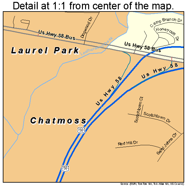 Chatmoss, Virginia road map detail