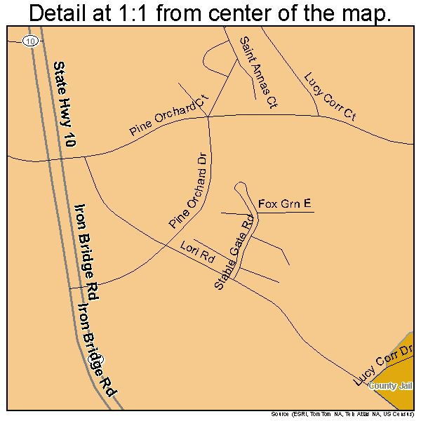 Chesterfield Court House, Virginia road map detail