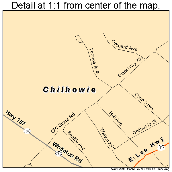 Chilhowie, Virginia road map detail