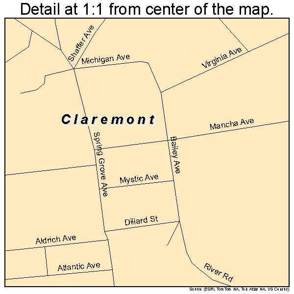 Claremont, Virginia road map detail