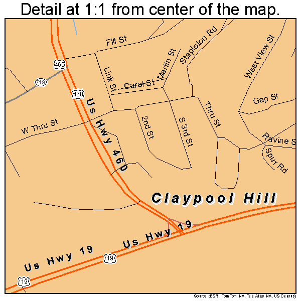 Claypool Hill, Virginia road map detail