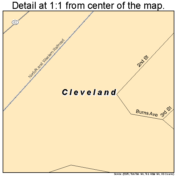 Cleveland, Virginia road map detail