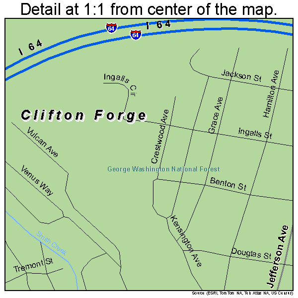 Clifton Forge, Virginia road map detail