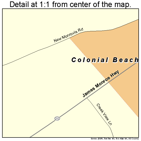 Colonial Beach, Virginia road map detail