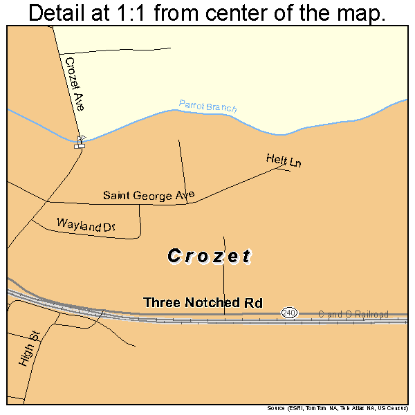 Crozet, Virginia road map detail