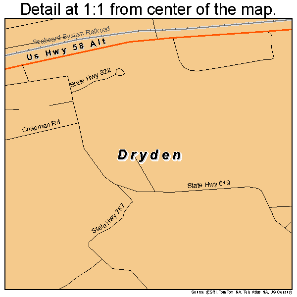 Dryden, Virginia road map detail