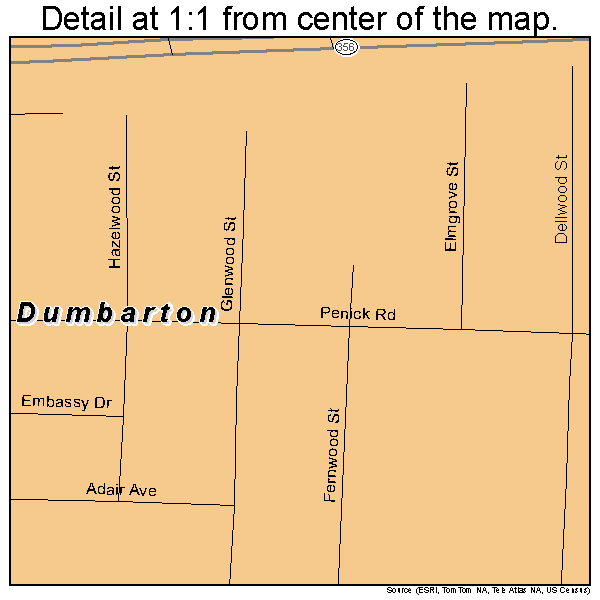 Dumbarton, Virginia road map detail