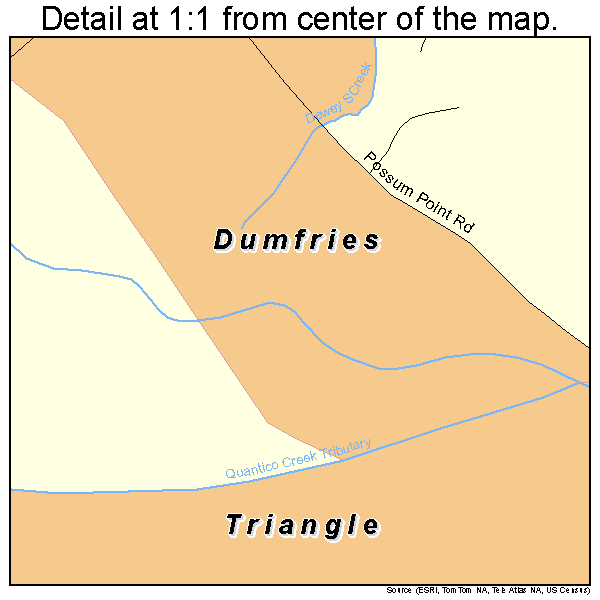 Dumfries, Virginia road map detail