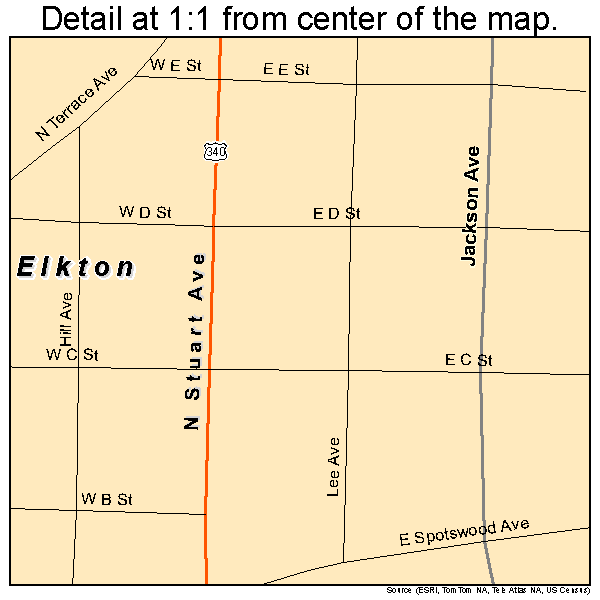 Elkton, Virginia road map detail